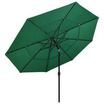 vidaXL Parasol de jardin à 3 niveaux avec mât en aluminium vert 3 5 m