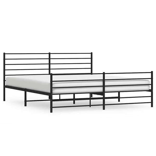 vidaXL Cadre de lit métal sans matelas avec pied de lit noir 180x200cm