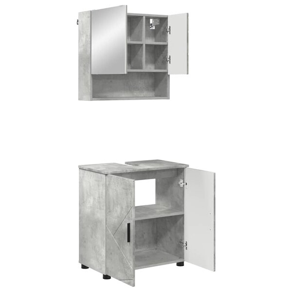 vidaXL Ensemble de mobilier de salle de bain 2 Pièces Gris béton