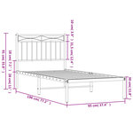 vidaXL Cadre de lit métal sans matelas avec tête de lit noir 90x190 cm