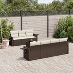 vidaXL Salon de jardin 8 Pièces avec coussins marron résine tressée