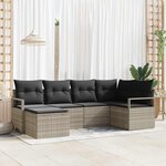 vidaXL Ensemble de canapé de jardin 6 Pièces Gris clair Poly rotin