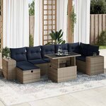 vidaXL Salon de jardin 8Pièces avec coussins marron résine tressée acacia