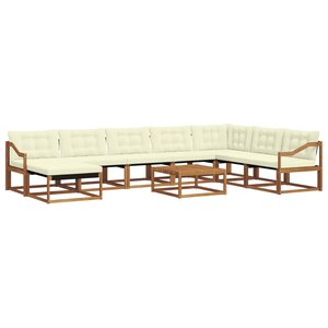 vidaXL Ensemble de canapés d'extérieur 9 Pièces Naturel et Crème