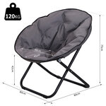 Loveuse fauteuil rond de jardin fauteuil lune papasan pliable grand confort 80L x 80l x 75H cm grand coussin fourni oxford gris