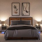 vidaXL Armoires de chevet et lumières LED 2 Pièces gris béton