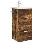 vidaXL Meuble de salle de bain avec évier Chêne fumé 42 x 40 x 84 5 cm