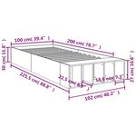 vidaXL Cadre de lit sans matelas sonoma gris 100x200 cm
