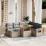vidaXL Salon de jardin avec coussins 8 Pièces beige résine tressée