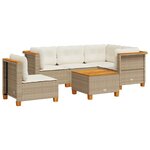 vidaXL Salon de jardin avec coussins 6 Pièces beige résine tressée