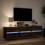 vidaXL Meuble TV mural avec LED chêne marron 180x31x45 cm