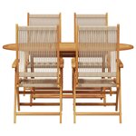 vidaXL Table de jardin pliante 5 Pièces Beige 160x85x75 cm