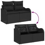 vidaXL Ensemble de canapé de jardin 7 Pièces Noir Poly rotin