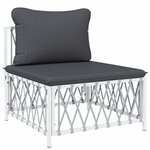 vidaXL Salon de jardin avec coussins 9 Pièces blanc acier