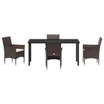 vidaXL Ensemble de salle à manger pour jardin 5 Pièces Marron Poly rotin