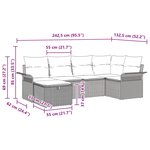 vidaXL Ensemble de canapé de jardin 6 Pièces Gris et marine polyrotin
