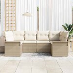 vidaXL Ensemble de canapé de jardin 6 Pièces Beige Poly rotin