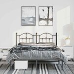 vidaXL Cadre de lit métal sans matelas avec tête de lit noir 135x190cm