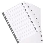 Intercalaires Imprimés À Touches Plastifiées - 10 Touches 1 À 10 - A4 - Blanc - X 25 - Exacompta