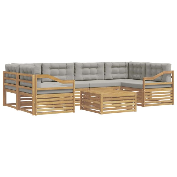 vidaXL Ensemble de canapés d'extérieur 7 pc Blanc et gris clair