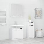 vidaXL Ensemble d'armoires salle de bain 3 Pièces blanc bois d'ingénierie