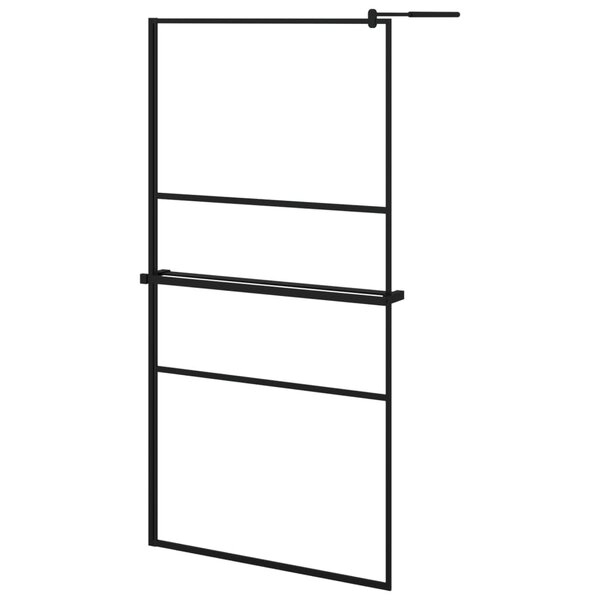 vidaXL Paroi de douche avec étagère Noir 100x195cm Verre ESG&Aluminium