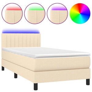 vidaXL Sommier à lattes de lit avec matelas LED Crème 80x200 cm Tissu