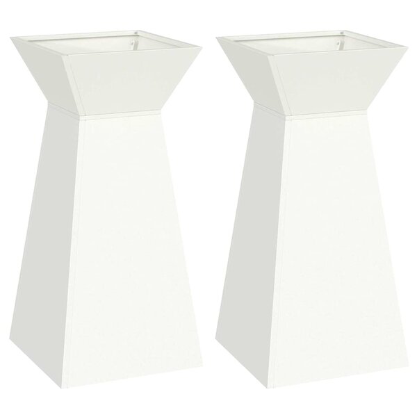 vidaXL Pots de jardin en pilier 2 Pièces  avec bol blanc de 35x35x73 cm en acier.