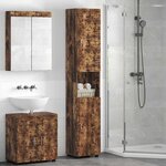 vidaXL Cabinet de salle de bain TULUM Chêne fumé 37 x 31.5 x 203 cm