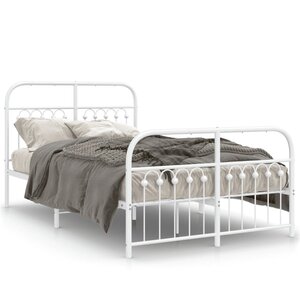 vidaXL Cadre de lit métal sans matelas et pied de lit blanc 120x200 cm