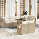 vidaXL Ensemble de canapé de jardin avec coussin 9 Pièces beige et crème