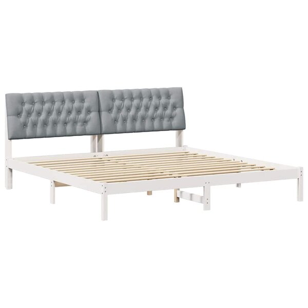 vidaXL Cadre de lit avec tête de lit rembourrée Blanc 200 x 200 cm