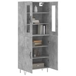vidaXL Buffet haut Gris béton 69 5x34x180 cm Bois d'ingénierie
