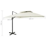 vidaXL Parasol de jardin en porte-à-faux avec double toit sable