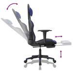 vidaXL Chaise de jeu avec repose-pied Noir et bleu Similicuir