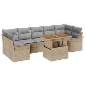 vidaXL Ensemble de canapé de jardin 8 Pièces Beige Poly rotin