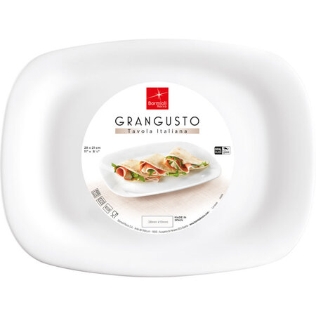 Assiette rectangle 280 x 210 mm grangusto - lot de 12 - stalgast -  - verre trempé210 280x22mm