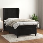 vidaXL Sommier à lattes de lit avec matelas Noir 90x190 cm Velours