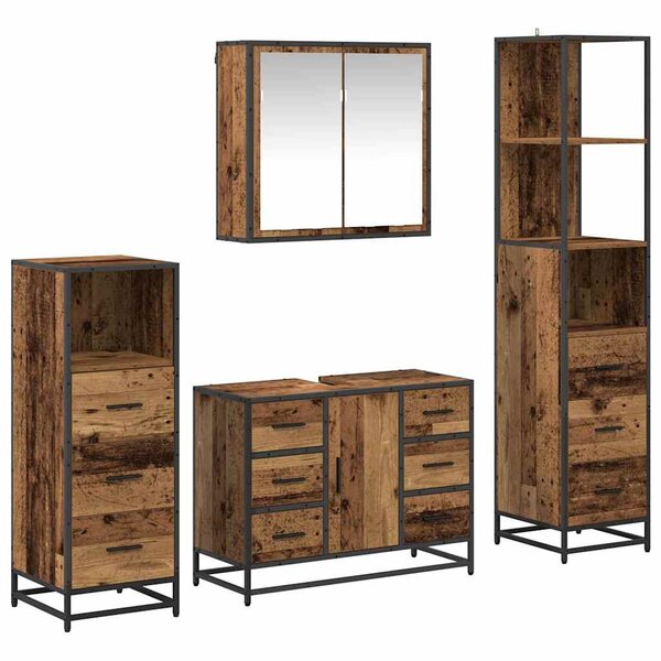 vidaXL Ensemble de mobilier de salle de bain 4 Pièces Bois ancien