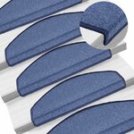 vidaXL Tapis d'escalier 30 pièces 65 x 24 x 4 cm Bleu Demi-rond Grand
