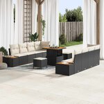 vidaXL Ensemble de canapé de jardin avec coussin 11 Pièces Noir et Crème