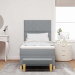 vidaXL Lit à ressorts avec matelas Gris clair 90 x 200 cm tissu