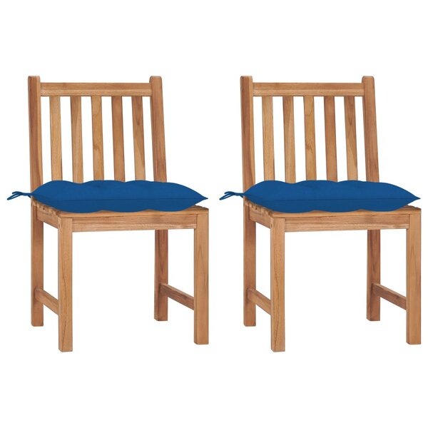 vidaXL Chaises de jardin lot de 2 avec coussins Bois de teck massif