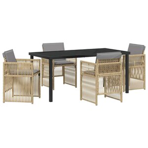 vidaXL Ensemble de salle à manger pour jardin 5 Pièces Beige Poly rotin
