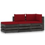 vidaXL Salon de jardin 3 Pièces avec coussins Bois imprégné de gris