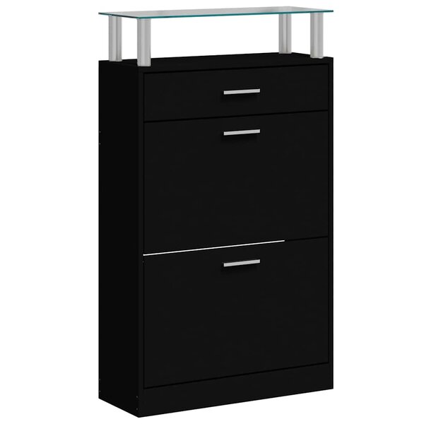 vidaXL Armoire à chaussures Noir 63x24x104 cm Bois d'ingénierie