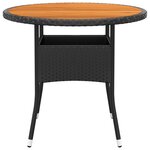 vidaXL Table de jardin Ø80x75 cm Résine tressée et bois d'acacia Noir