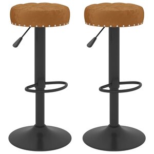 Vidaxl tabourets de bar 2 pcs marron velours