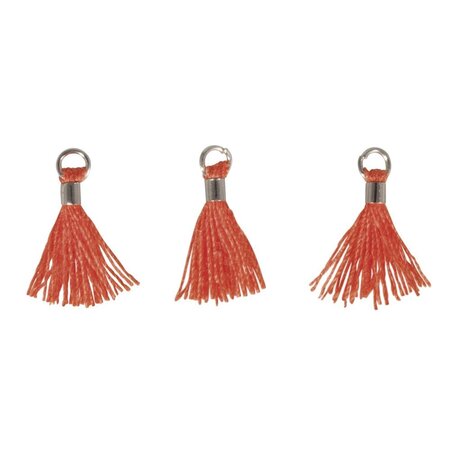 3 Mini-pompons avec œillet 15 mm - orange