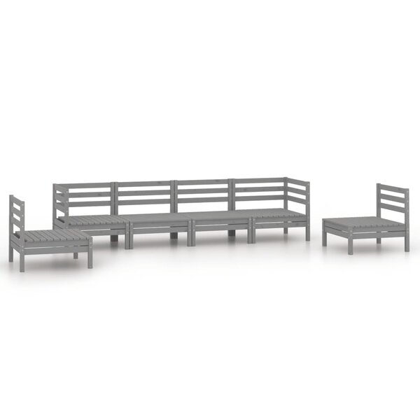 vidaXL Salon de jardin 6 Pièces Gris Bois de pin massif